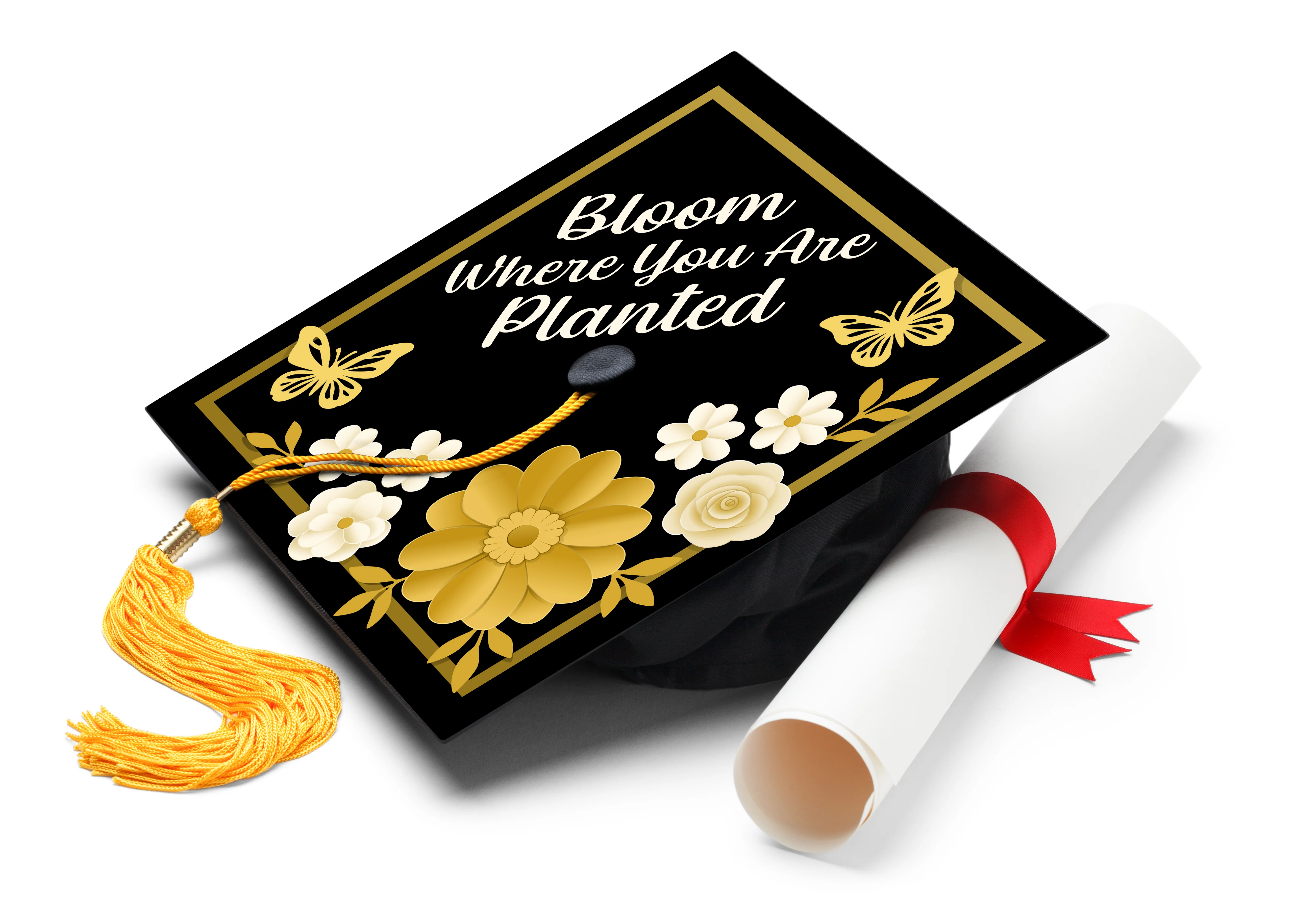 Bloom Where You Are Planted Graduation Cap Topper