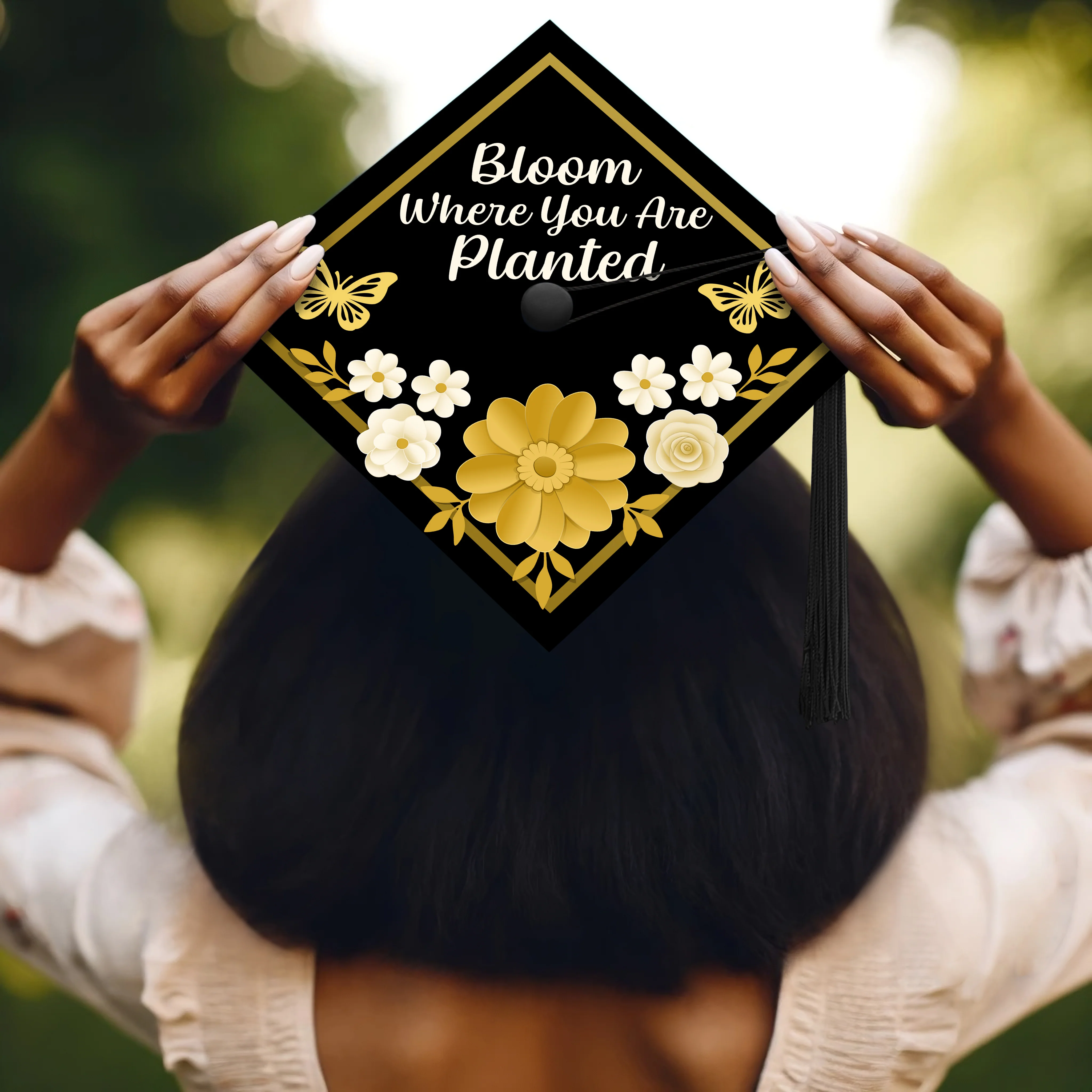 Bloom Where You Are Planted Graduation Cap Topper - Image 5