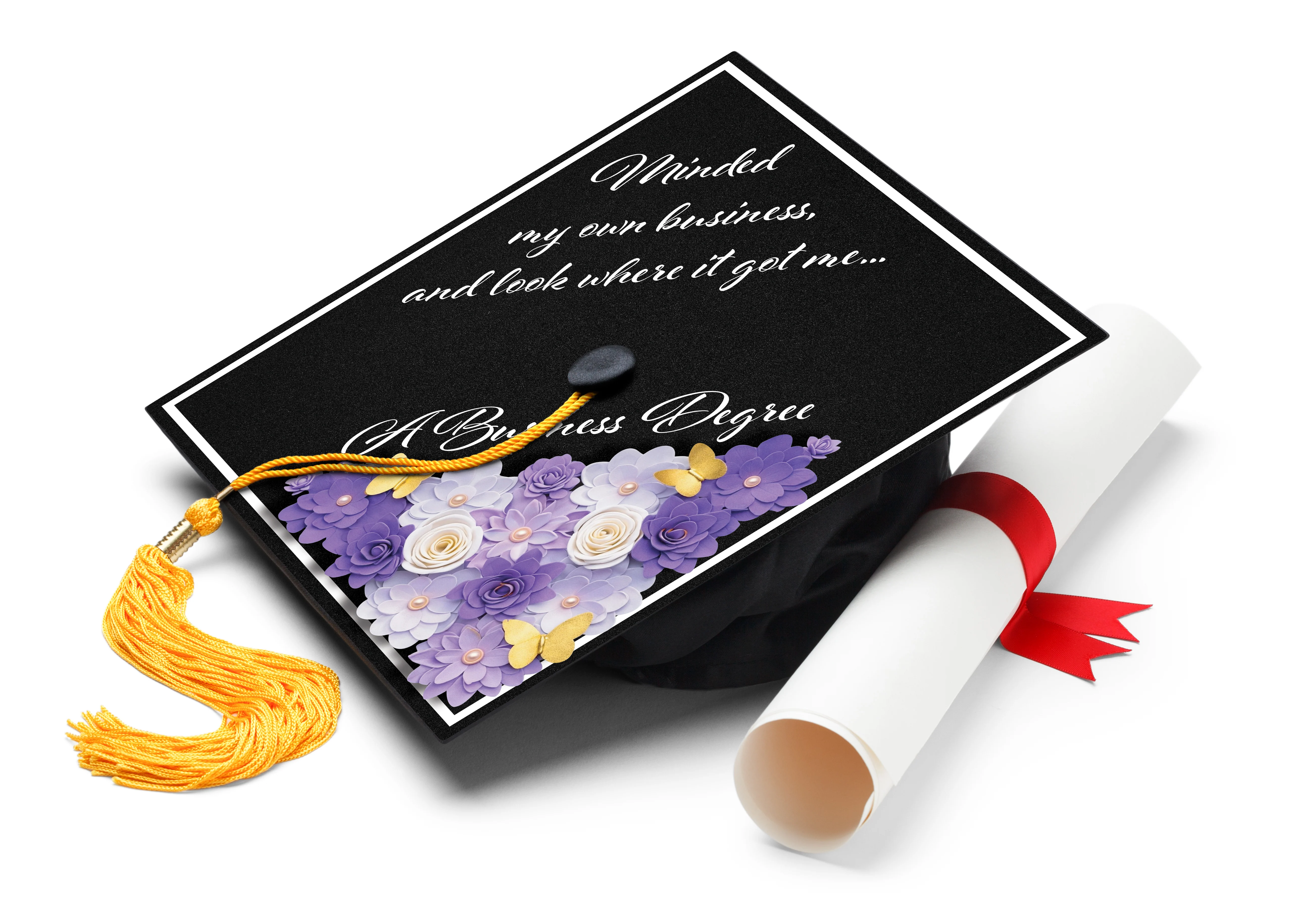 Minded My Own Business and Look Where It Got Me Graduation Cap Topper - Image 2