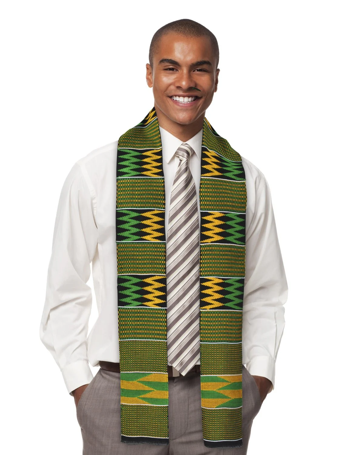 Traditional Double Weave GOLD DUST Kente Cloth Scarf Sash - Image 3